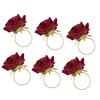 6Pcs Red Rose Shape Ring Wedding Towel Buckle Napkin Party Hotel Table Decor