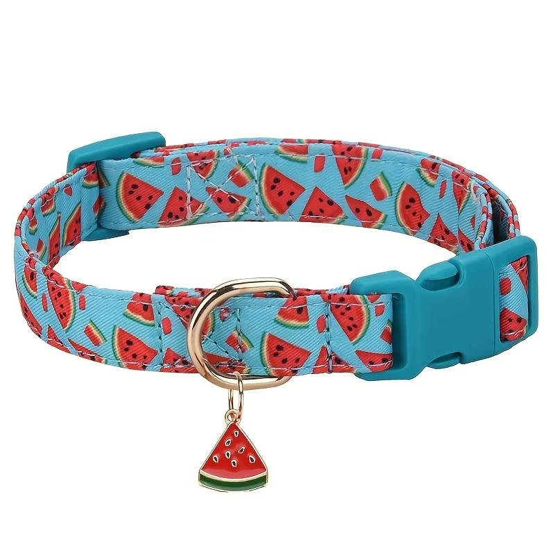 

1pcs Fruit Print Polyester Dog Collar Set with Adjustable Buckles and Zinc Alloy Rings Stylish and Durable, Machine Washable S
