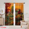 Set Of 2 Flat Printing St Patrick Day Curtain Red Barn Pumpkin Cart Orange Autumn Fabric Without Electricity Festive Made Polyester