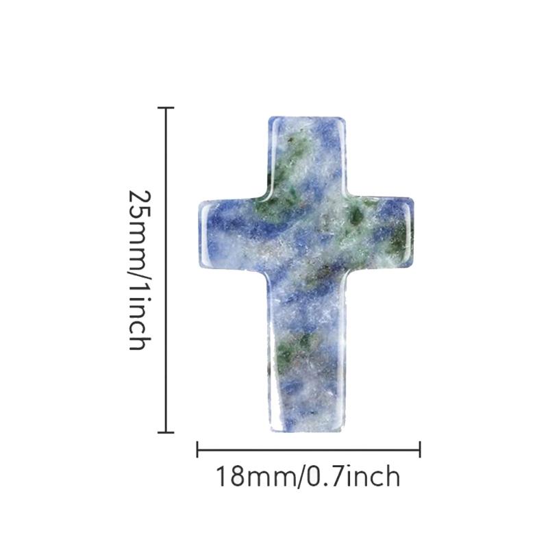 Pack of 19 Crystal Crosses Charm Holeless Design Natural Energy Enhancers for Meditations Home Office Desk Decors Craft