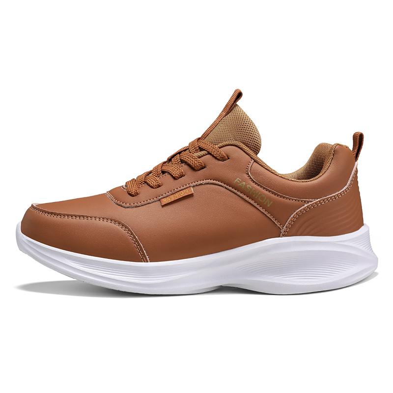 Men's Brown Sneakers Spring Outdoor Running Sports Shoes Men Light Platform Trainers Men Fashion Leather Walking Sneakers Men