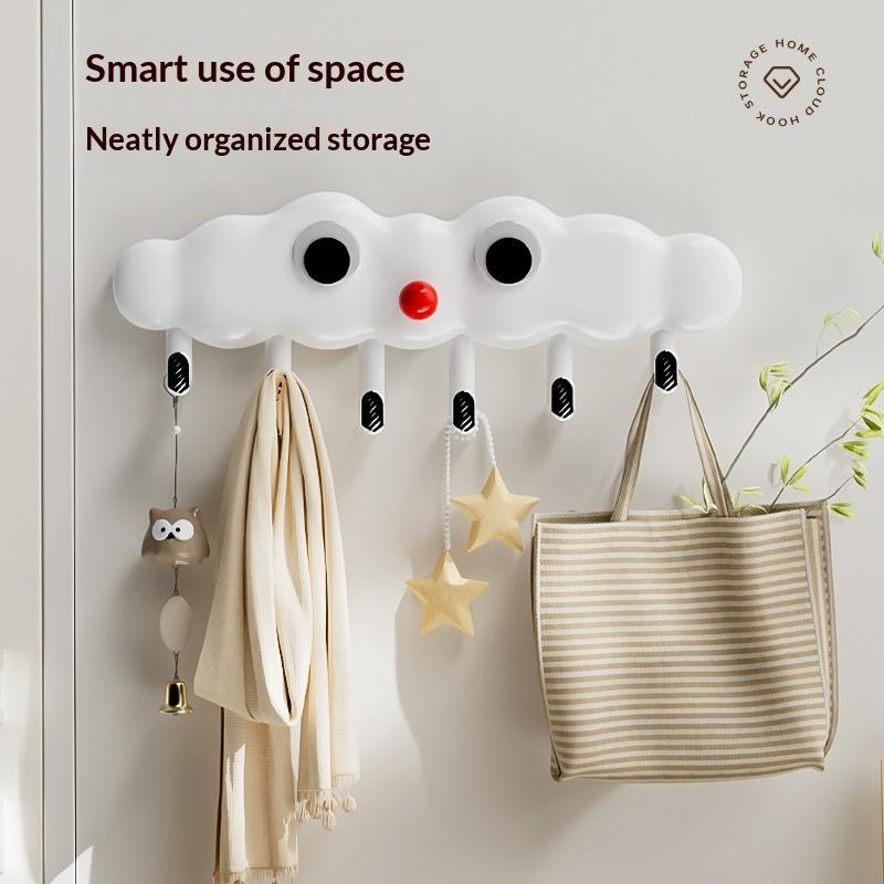 Cute Cloud Non Drill Wall Hook Non Punching Multipurpose Hanger for Entryway Keys Masks Bags Door Back Use