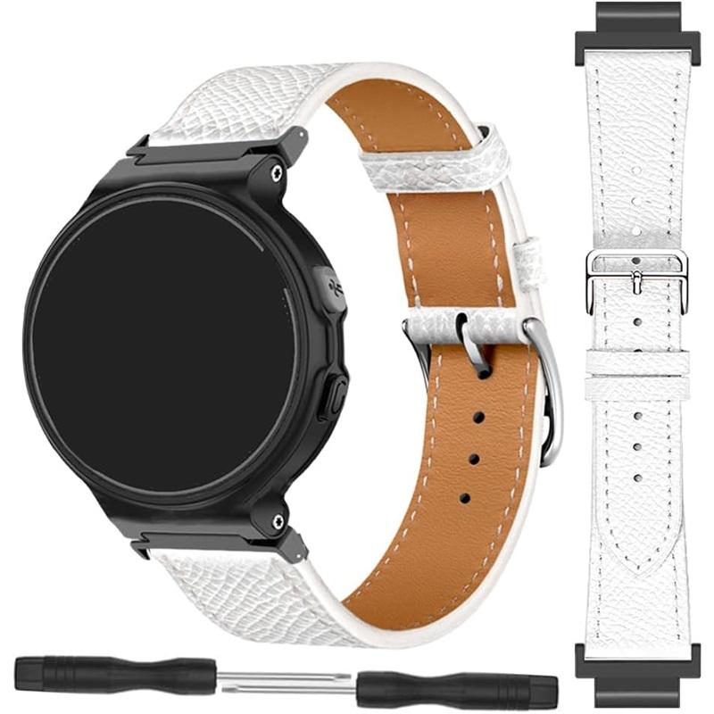 Leren band voor Garmin Forerunner 235 735 XT 230 220 630 620 stikkleur horlogeband voor Approach S20 S6 polsband armband metalen connectoren