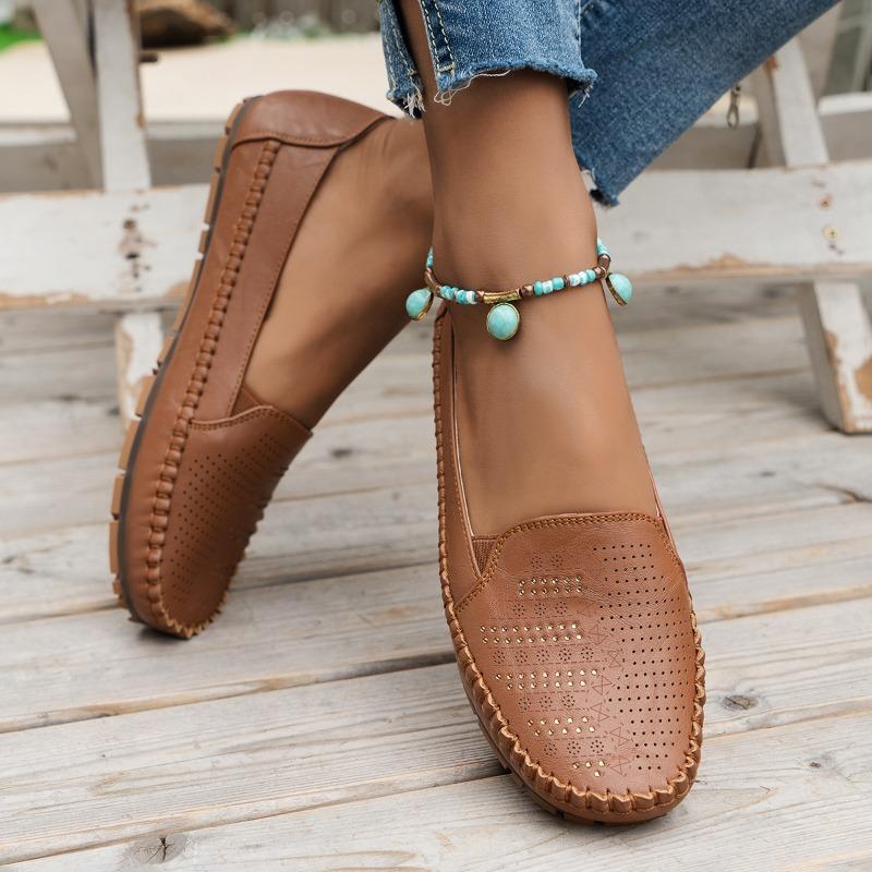 E-commerce solid color retro women flat bottom trend comfortable low heel