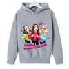 Felpe con cappuccio casual a maniche lunghe per bambine, con stampa di cartoni animati a doppia bolla