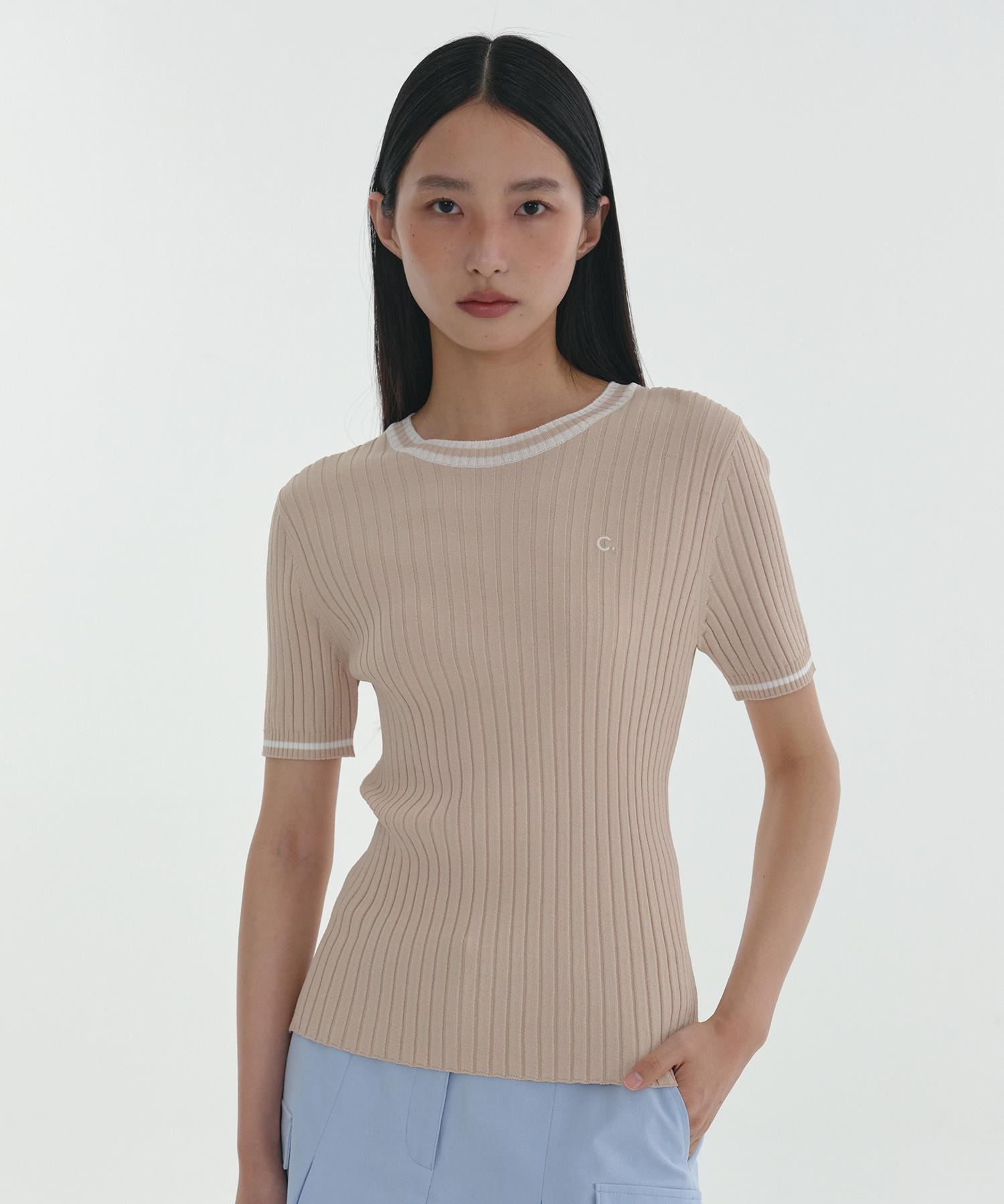 Clove [24Ss Clove] Slim Round Neck Knit (Beige) Beige/Free