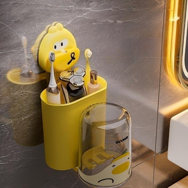 2pcs Sweet Nest Couple Cartoon Toothbrush Holder Cute CP Shape Suction Cup Installation Without Drilling Holes A Cozy Home for Electric Toothbrushes