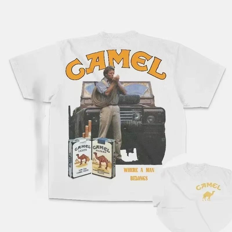 Retro Motorcycle Animal Graphic Print Unisex Vintage Cotton Oversized Tshirt Casual Streetwear Short Sleeve Tops For Men Women