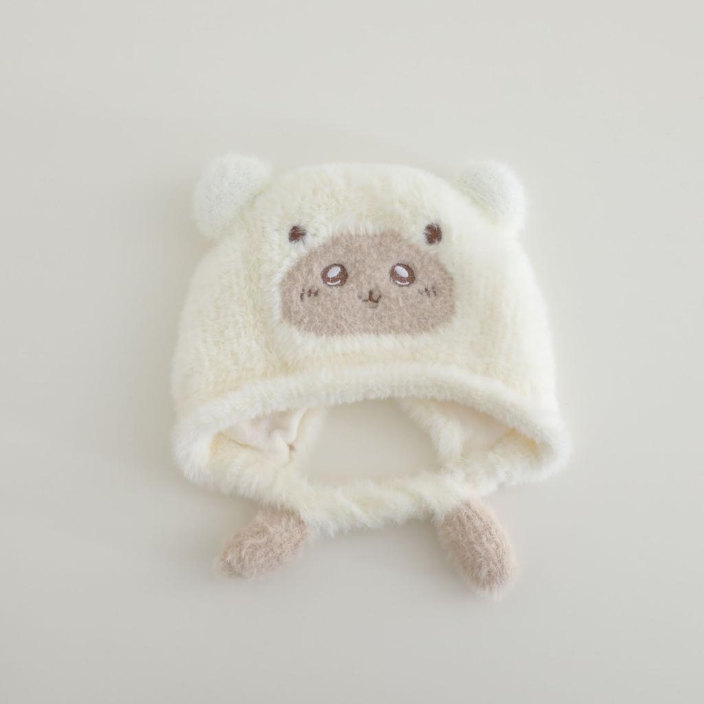 Children's Hats  Plush Hats for Boys and Girls in Autumn and Winter Cartoon Bear with Added Fleece and Thickened Windproof Pullover Hats