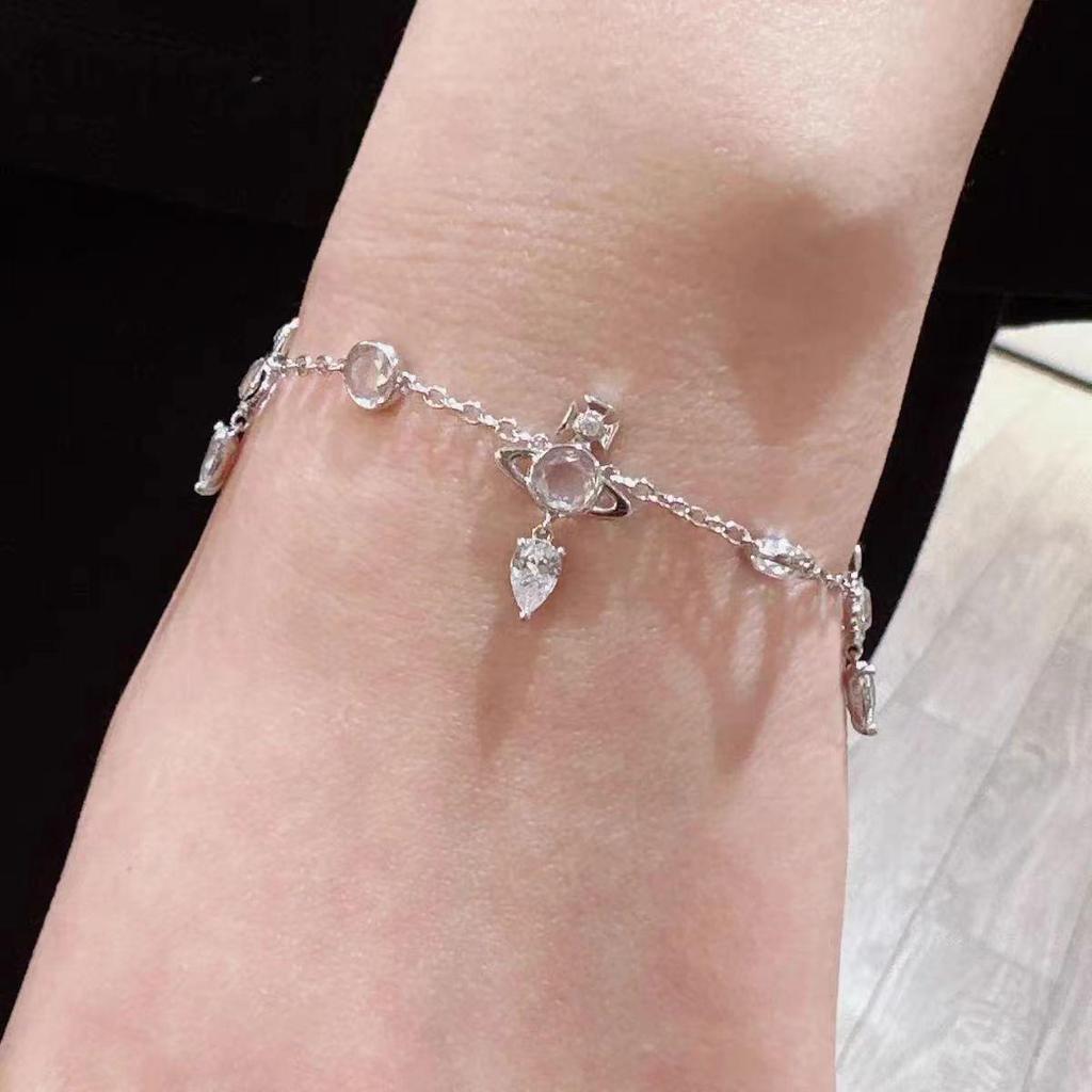 High-Edition Marquise-Cut Diamond Drop Necklace & Bracelet Set: Elegant Women's Light Luxury Fashion Clavicle Chain