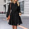 Abito da donna autunno inverno a maniche lunghe con stampa elegante scollo a V a vita media di media lunghezza