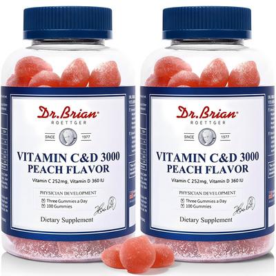 Dr. Brian Vitamin C&D 3000 Peach Flavor, 100 Tablets, 2 Units