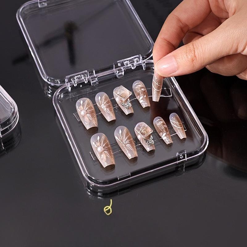 Wearable Nail Storage Box, Flip Cover Jewelry Box, Transparent Nail Art Box, Handcrafted Stand, Desktop Display Box