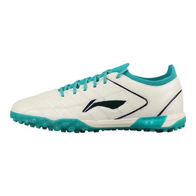 Li Ning TF Erba Sintetica Antiscivolo Resistenti Scarpe da Calcio Unisex Scarpe da Calcio Bianco Verde YSTV035-1