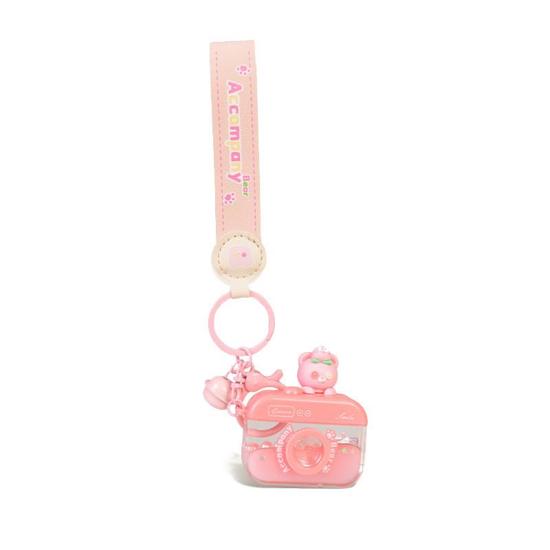 Adorable Jinnew Original Bear Camera Keychain Cute Cartoon Accessory In Pink And Brown