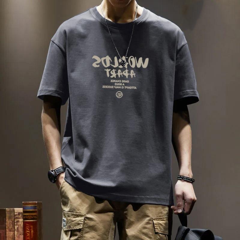 Хлопковая очень плотная плюс плюс плюс плюс размер новая мужская модная футболка с коротким рукавом свободного кроя мужская из чистого хлопка летняя 3XL