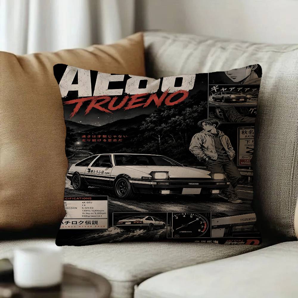 I-Initial D AE86 JDM Car Cushion Cover Inches Farmhouse Decor Home Throw Pillow Covers for Couch Decorations