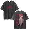 2026 Summer Hot Sale Anime Chainsaw Man MAKIMA Vintage Washed T Shirts Y2K Men Women Hip Hop Punk Streetwear Oversized T-shirt