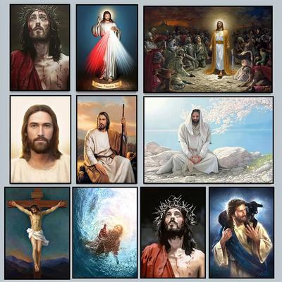 Cristianismo Jesucristo Dios Pósters Impresiones Religión Creencia Pintura en Lienzo Arte de Pared Imágenes Para Decoración de Galería de Iglesia Regalos