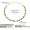 SSeeSY Custom Design Jewelry Stainless Steel 18K Gold Plated Clover Stud Earrings Necklace Set for Engagement Party with Zircon