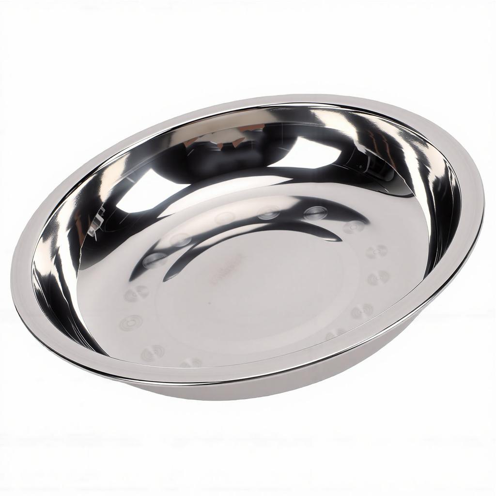 Stainless Steel Round Plate Unbreakable Dinner Dish Thickened Food Grade Serving Plate for Home Camping Use