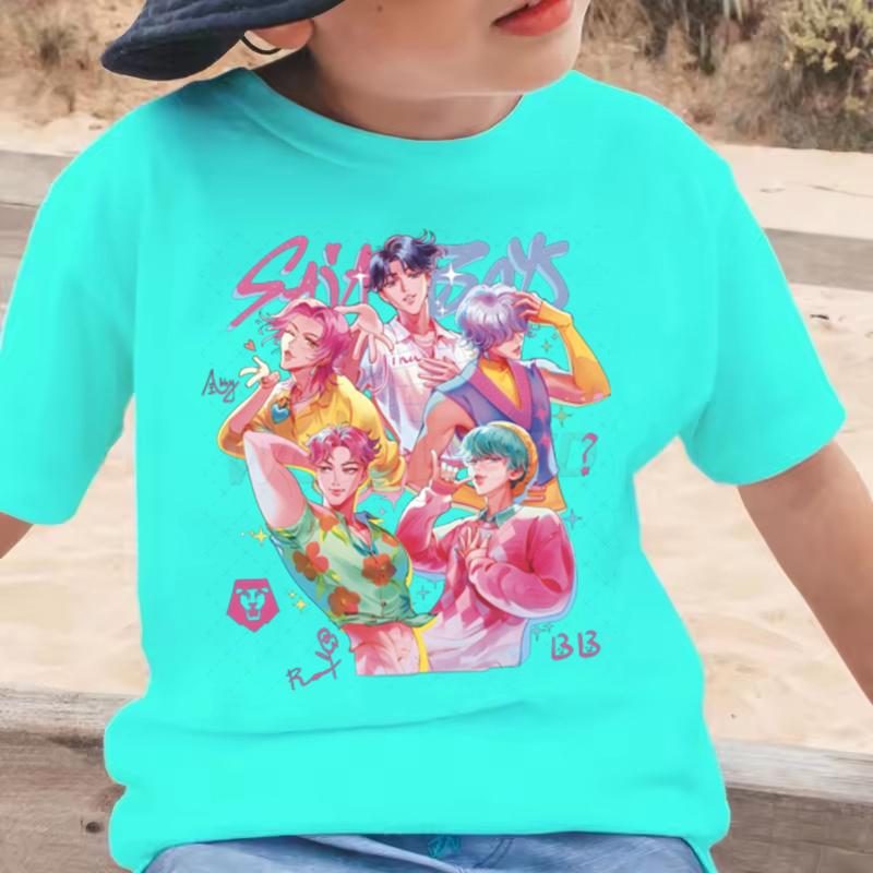 Saja Chlapci Anime Kpop Lovci démonů Dětská trička Nové Letní Ležérní Chlapci Dívky Kreativní Barevné Tričko s krátkým rukávem