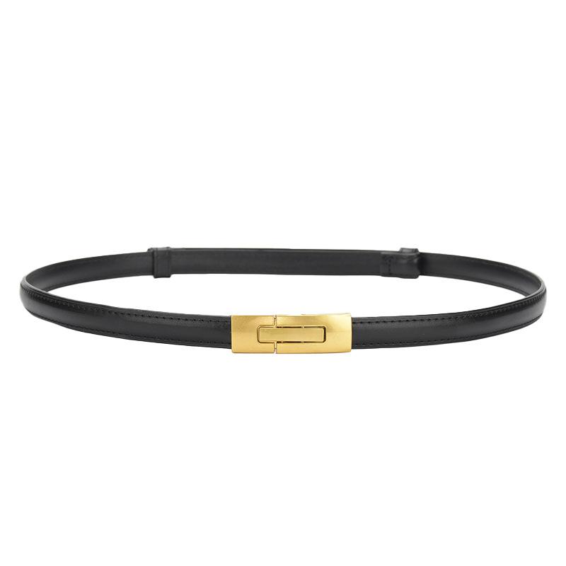 Kvinners skinn tynt belte All-Match Justerbart et par spenner Belte kvinnelig pynt kjole belte