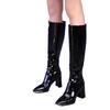 Herbst Winter Neue Damen High Knee Stiefel Lackleder Kniehohe Stiefel Damen Wasserdicht Weiß Rot Schwarz Partyschuhe
