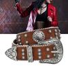 Punk Style Women's Belt Metal Decoration Soft PU Leather Strap Adjustable Sizing 4 Color Option for Casual Party Wear