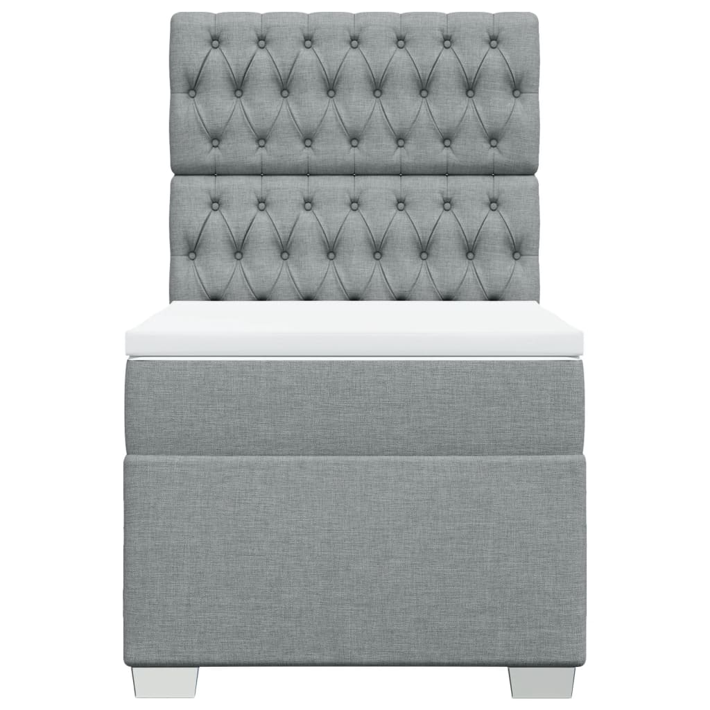 Vidaxl Letto Continentale Con Materasso, Grigio Chiaro, Tessuto, 90X200 Cm