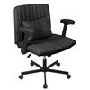 Cross-Legged Office Chair with Wheels & Adjustable Flip-up Arm, Desk Chair with Backrest, Thick Cushion, Wide Seat, Computer Chair for Home, Office,