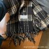Korean version double-sided red plaid scarf women's winter warm shawl versatile high-end scarf student thickened