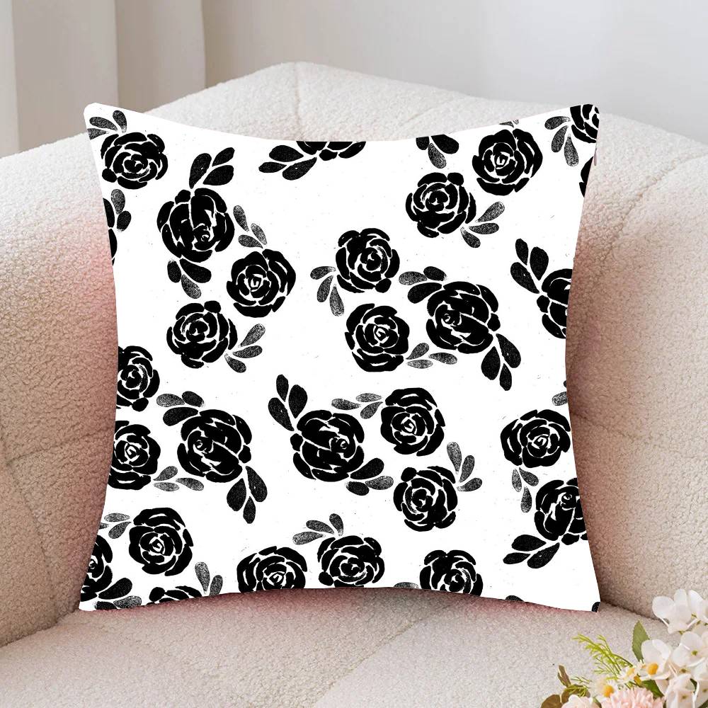 Full Screen Of Rose Blossoms Pillow Case Fashion Square Pillowcase Bedroom Sofa Room Ins Decoration Leisure