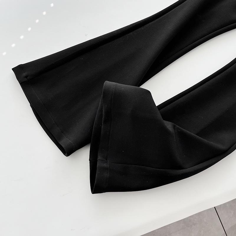 Slim Fit Elastic Knitted Slit Skirt Pants - Women's Short Micro-Flared Style
