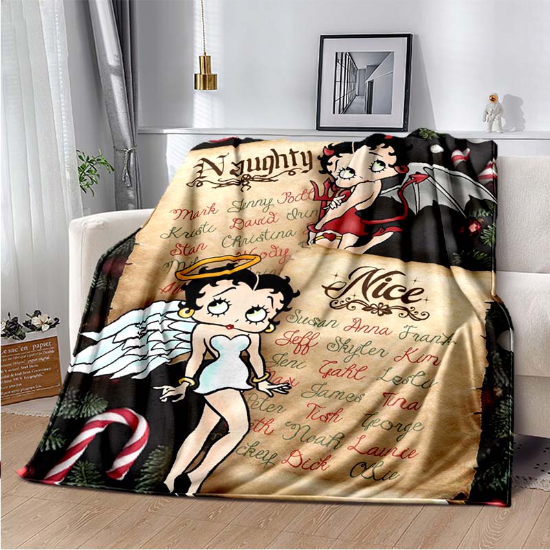 Cartoon Anime cute B-Boop MISS Super Soft Throws Blanket,Warm Cozy Blanket for Bed,Couch,Sofa,Bedroom,Living Room,Travel,Camping