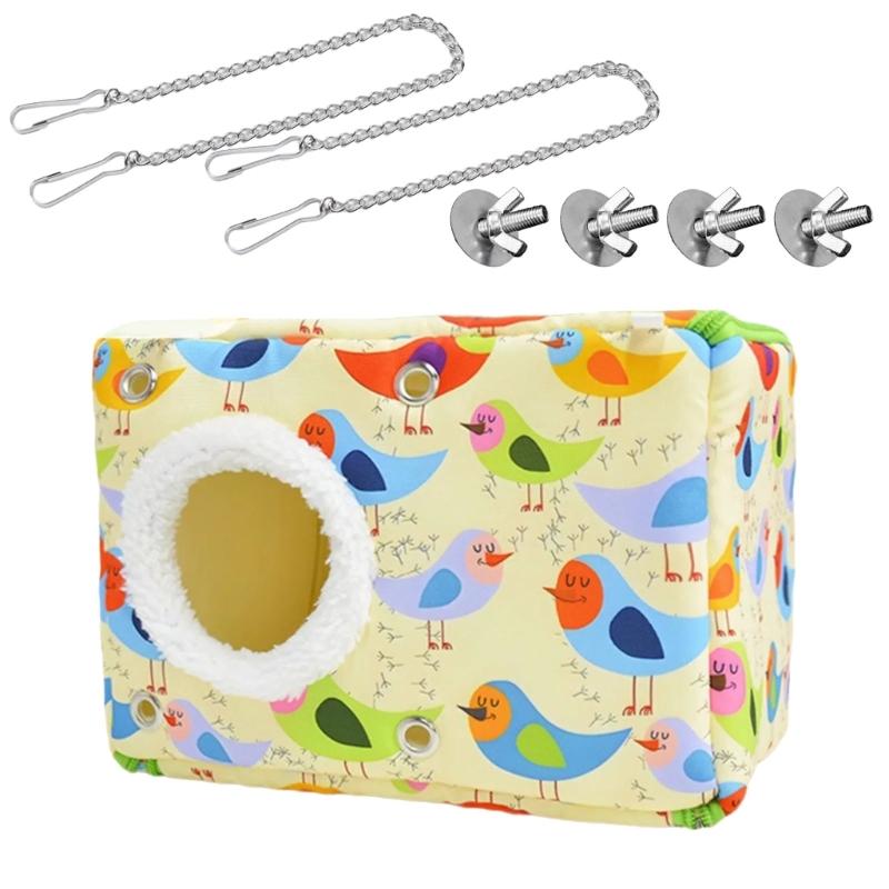 Ninho de Papagaio de Pelúcia Grosso Rede de Gaiola de Pássaro Quente Cama para Clima Frio Design de Pendurar Seguro na Gaiola Abrigo para Pássaros