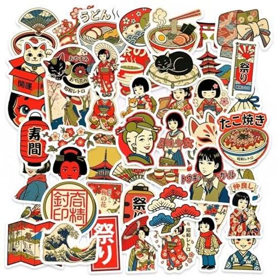 Showa Retro Japan Japanese Culture Kimono Yukata Geisha Geiko Cuisine Style Inbound Sticker (50 Pieces B Type)