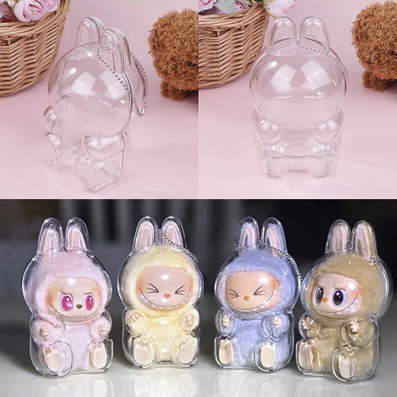 Für Labubu V1 V2 Schutzhülle aus Acryl Transparent Schutzhülle Tragbare Kabelorganizer-Box Verdickte Puppentasche