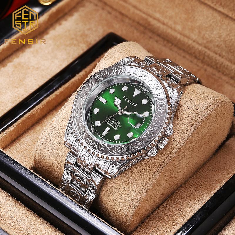 Casual and Fashionable Men Watch Retro Carved Business Quartz Watches Light Luxury Clocks Gifts Watches for Man