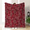 Burgundy Snowflake Scroll Xmas Throw Blanket,Warm Sofa,Chill Night Cover,Birthday Anniversary Home Casual Gift