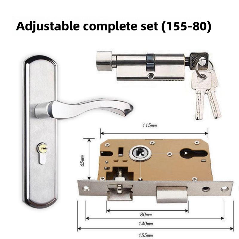 Stainless Steel Household Indoor Door Lock Universal Type Wooden Door Lock Tamper Free Adjustable Door Handle Bedroom Door Lock