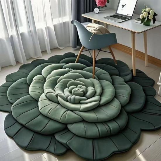 3D Flower Floor Mat Absorbent Floral Bathroom Rug Quick-Dry Floor Rug with Anti-Slip Backing for Kitchen Bedroom Entryway Vanity Area