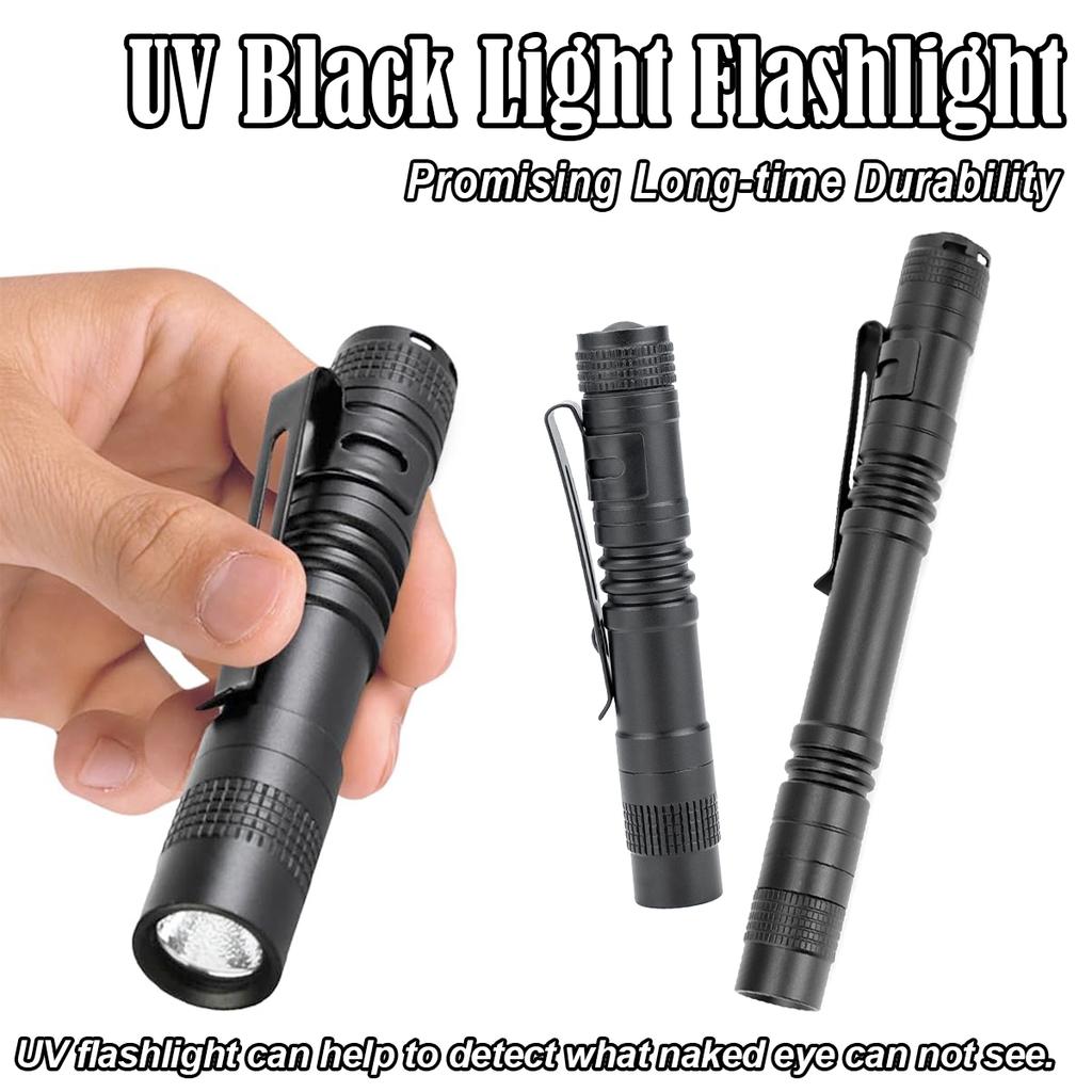 2PCS UV Flashlight 365nm Ultraviolet Torch With Pen Clip Portable Use AAA Batteries Light Pet Urine Scorpion Detector UV Lamp