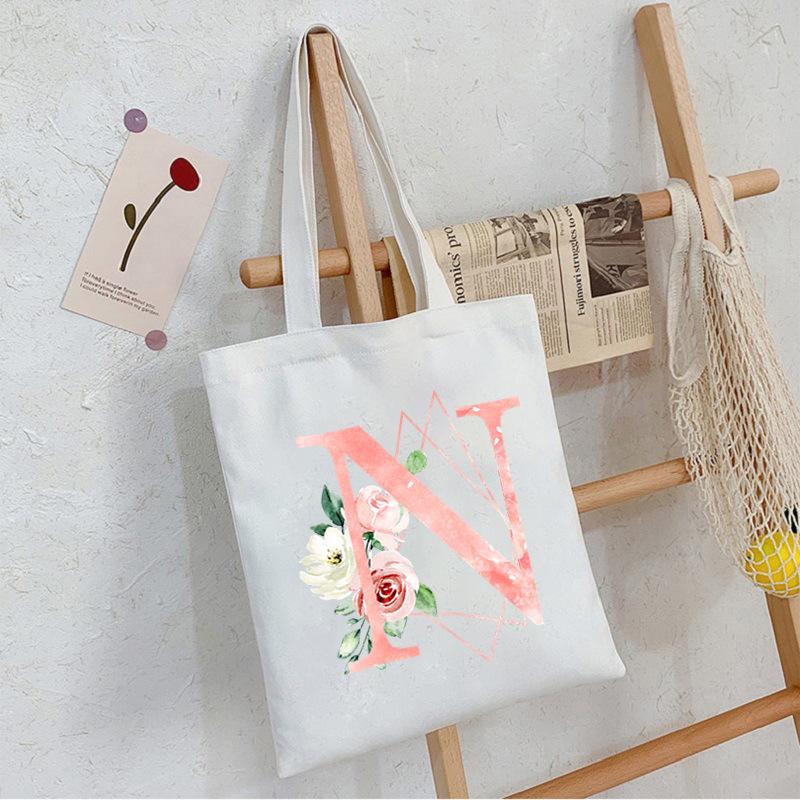 Alphabet Letter A-Z Printed Shoulder Bag Female Casual Student Crossbody Bag Large Capacity