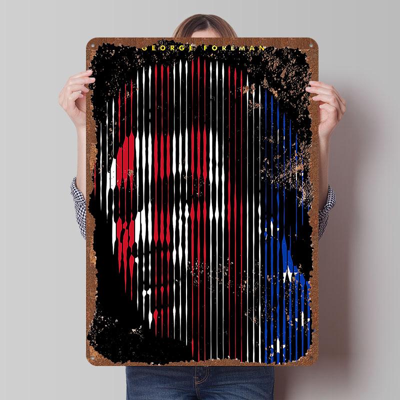 George Foreman Boxer Metal Posters Custom Vintage Metal Signs Wall Art Tin Plaque for Man Cave Bar Accessories Home Decoration