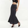 Women High Waist Polka Dot Mermaid Maxi Skirt Slim Fit Elegant Long Skirt