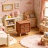 1:12 Scale Doll House Bedside Cabinet Natural Wood Furniture Model Figurine For Realistic Display Scene Arrangemetn