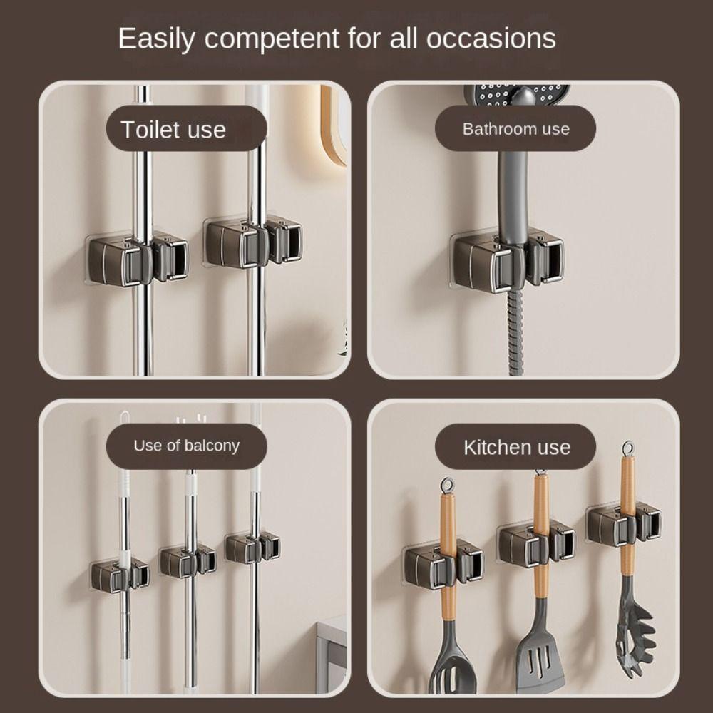 Fixed Clamp Mop Holder Multi-functional Shower Rack Durable Storage Rack Household