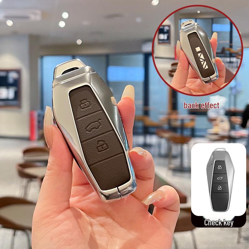 2024 Chery EQ7 Key Cover: Comfort-Fit Metal Leather Case for iCar03