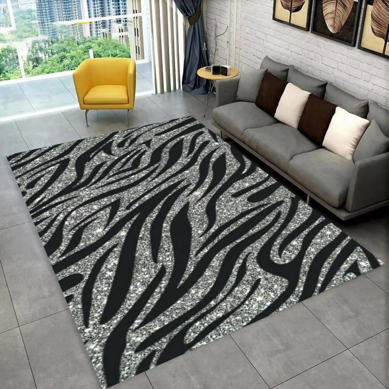 3D-Teppich mit buntem Zebra-Muster, Teppich für Wohnzimmer, Schlafzimmer, Sofa, Büro, Fußmatte, Dekoration, rutschfeste Bodenmatte für Kinder